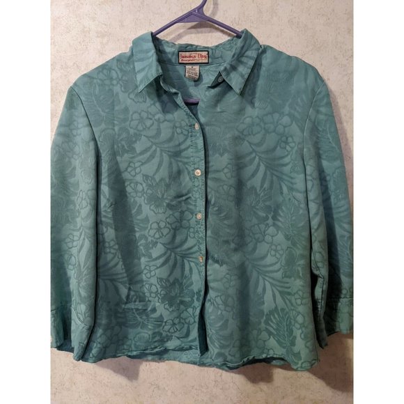 Jamaica Bay Blouse Women's Button Up Size Md  Discover Paradise - Picture 1 of 5